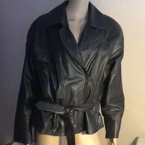 Vintage Brown Leather Jacket 80s Moto